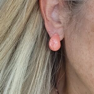 Coral Swirl Acrylic Teardrop Stud Earrings